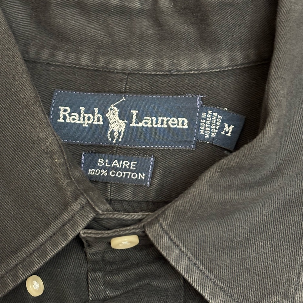 RALPH LAUREN MENS BLAKE BUTTON DOWN SHIRT M RED PONY VINTAGE BLACK COTTON MINT - Picture 5 of 8